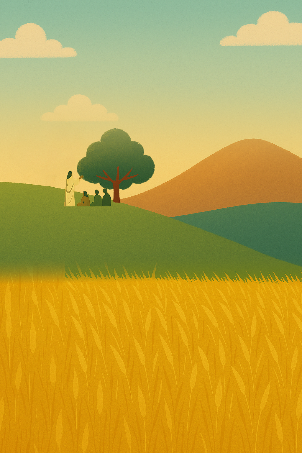 Serene wheat field landscape
